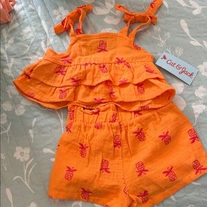 Cat & Jack Orange Ruffled Pineapple Outfit
